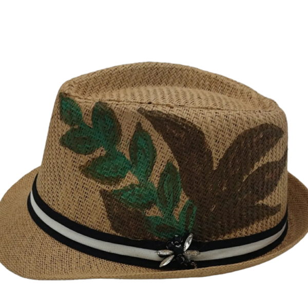 Καπέλο τύπου καβουράκι με λιβελούλα - ψάθινα