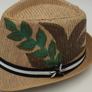 Καπέλο τύπου καβουράκι με λιβελούλα - ψάθινα - 4