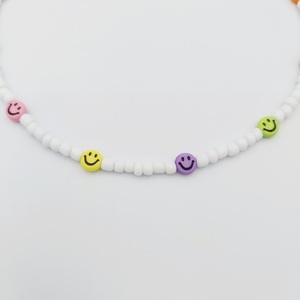 Κολιέ με seed beads, πολύχρωμα ακρυλικά Smiles και κούμπωμα απο ατσάλι. - τσόκερ, χάντρες, κοντά, ατσάλι, seed beads - 3
