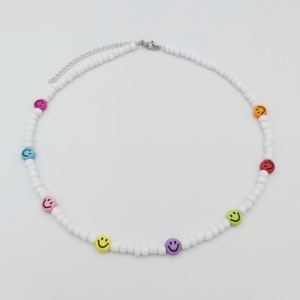 Κολιέ με seed beads, πολύχρωμα ακρυλικά Smiles και κούμπωμα απο ατσάλι. - τσόκερ, χάντρες, κοντά, ατσάλι, seed beads - 5