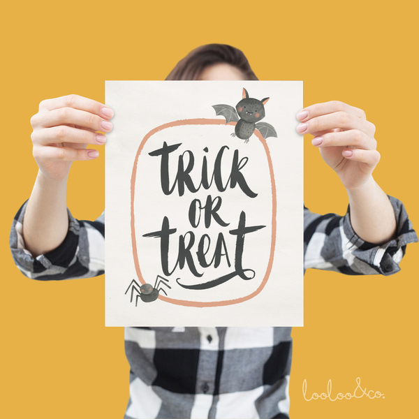 20x30 εκ. Α4 - Trick or Treat αφίσα για διακόσμηση Halloween παιδικού δωματίου χωρίς κάδρο - κορίτσι, αφίσες, halloween - 4