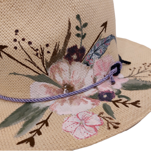Ψάθινο καπέλο- Λουλούδια - ψάθινα