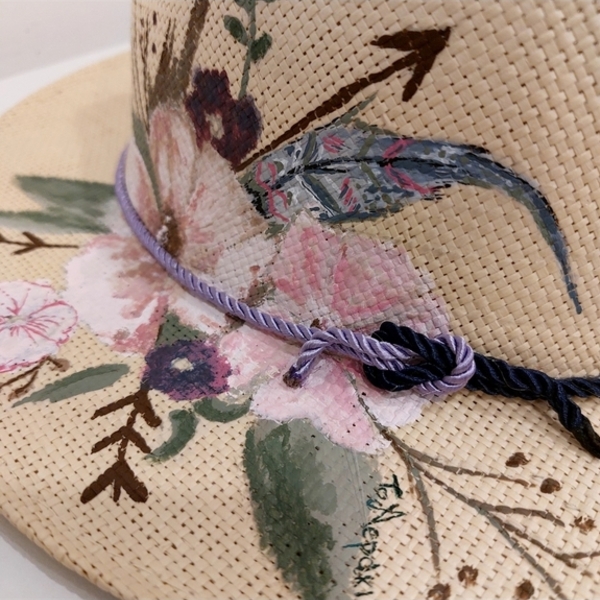 Ψάθινο καπέλο- Λουλούδια - ψάθινα - 2