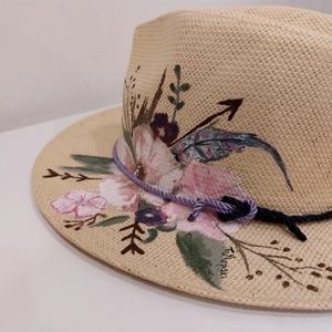 Ψάθινο καπέλο- Λουλούδια - ψάθινα - 3
