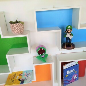 Ράφια τοίχου Tetris από ξύλο Μελαμινης 100cm x 100cm x 15 (Μήκος x Πλάτος x Βάθος) - κορίτσι, αγόρι, δωμάτιο παιδιών - 2