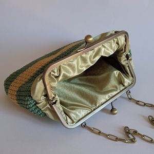 Χειροποίητη τσάντα clutch vintage πλεγμένη με βελονάκι - νήμα, clutch, ώμου, πλεκτές τσάντες, βραδινές - 2