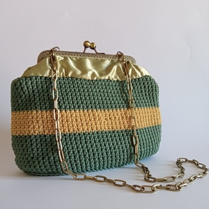 Χειροποίητη τσάντα clutch vintage πλεγμένη με βελονάκι - νήμα, clutch, ώμου, πλεκτές τσάντες, βραδινές - 3