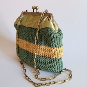 Χειροποίητη τσάντα clutch vintage πλεγμένη με βελονάκι - νήμα, clutch, ώμου, πλεκτές τσάντες, βραδινές - 4