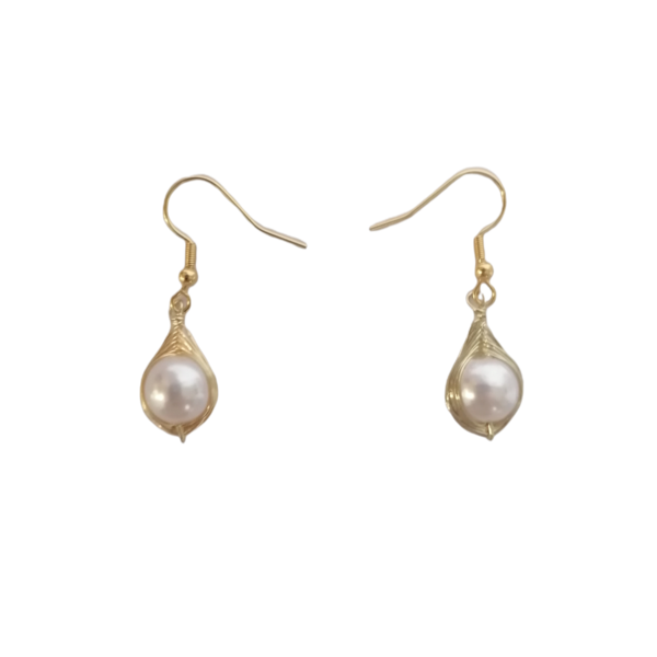 Σκουλαρίκια pearl drops - μικρά, ατσάλι, κρεμαστά, πέρλες