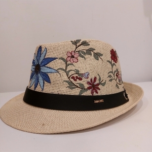 Ψάθινο καπέλο καβουράκι -Λουλούδια - ψάθινα - 2