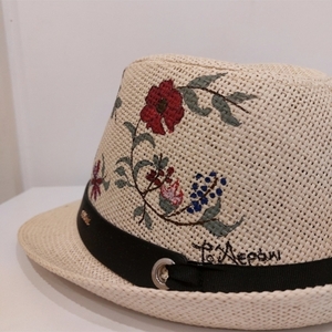 Ψάθινο καπέλο καβουράκι -Λουλούδια - ψάθινα - 4