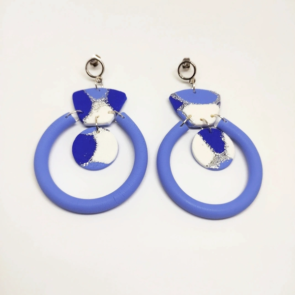 Cecil - Handmade polymer clay earrings - πηλός, μακριά, κρεμαστά, μεγάλα, καρφάκι - 3