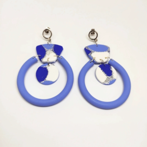 Cecil - Handmade polymer clay earrings - πηλός, μακριά, κρεμαστά, μεγάλα, καρφάκι - 3