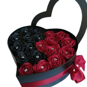 Πολυτελές κουτί καρδιά με χειροποίητα τριαντάφυλλα - ύφασμα, επέτειος, διακοσμητικά, δώρα αγίου βαλεντίνου