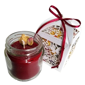 Αρωματικό κερί μπορντό με άρωμα κόκκινων φρούτων σε γυάλινο κυλινδρικό βαζάκι 100ml - κερί, αρωματικά κεριά, αρωματικό