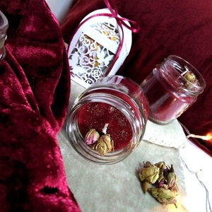Αρωματικό κερί μπορντό με άρωμα κόκκινων φρούτων σε γυάλινο κυλινδρικό βαζάκι 100ml - κερί, αρωματικά κεριά, αρωματικό - 5