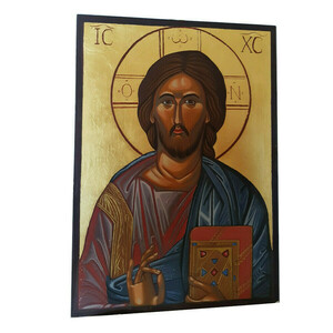 Ιησούς Χριστός-Παντοκράτωρ. Φορητή, Χειροποίητη Βυζαντινή Αγιογραφία. Αυγοτέμπερα σε ξύλο. - πίνακες & κάδρα, πίνακες ζωγραφικής, εικόνες αγίων - 2