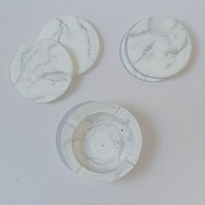 Τασάκι τσιμεντένιο λευκό μάρμαρο στρογγυλό 4θέσεων 11εκΧ2, 5εκ - τσιμέντο, διακόσμηση σαλονιού - 5
