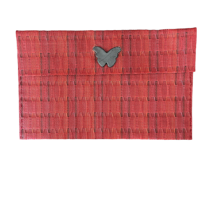 Τσάντα φάκελος 19x30 εκ κόκκινη όψη ψάθας με μαγνητικό κούμπωμα - νήμα, φάκελοι, all day, χειρός, φθηνές