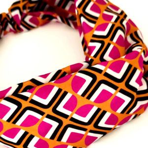 Χειροποίητη κορδέλα μαλλιών "Turban Geometry" - ύφασμα, απαραίτητα καλοκαιρινά αξεσουάρ, κορδέλες μαλλιών - 3