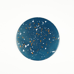 Διακοσμητικό πλατώ terrazzo 19cm/roynd tray /terrazzo disc- blue - ρητίνη, πιατάκια & δίσκοι