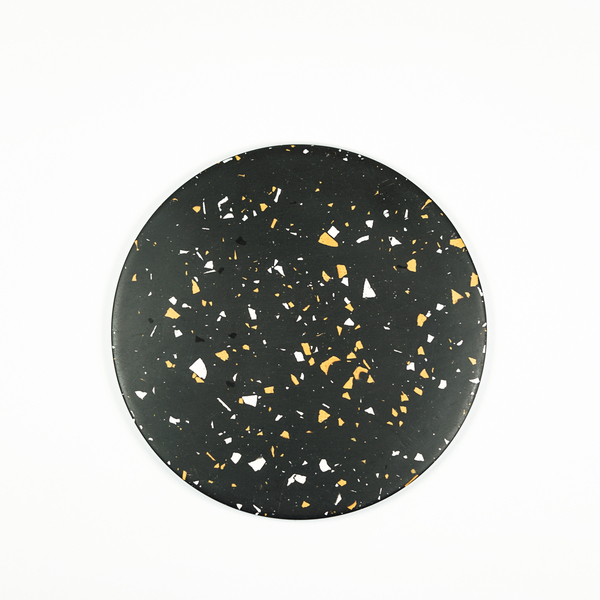 Διακοσμητικό πλατώ terrazzo 19cm από jesmonite/roynd tray /terrazzo disc- dark grey - ρητίνη, διακοσμητικά