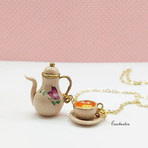 Tea Time necklace - πηλός, μακριά