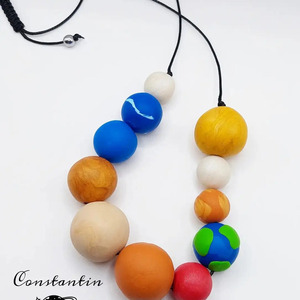 Solar System necklace - πηλός, χάντρες