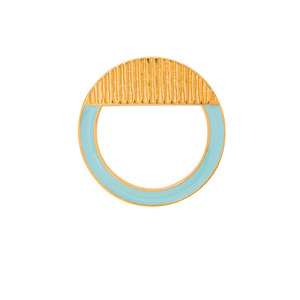 σκουλαρίκια γαλάζιος κύκλος με ανάγλυφες γραμμές 3,5εκ. χρυσό - επιχρυσωμένα, καρφωτά, καρφάκι - 2