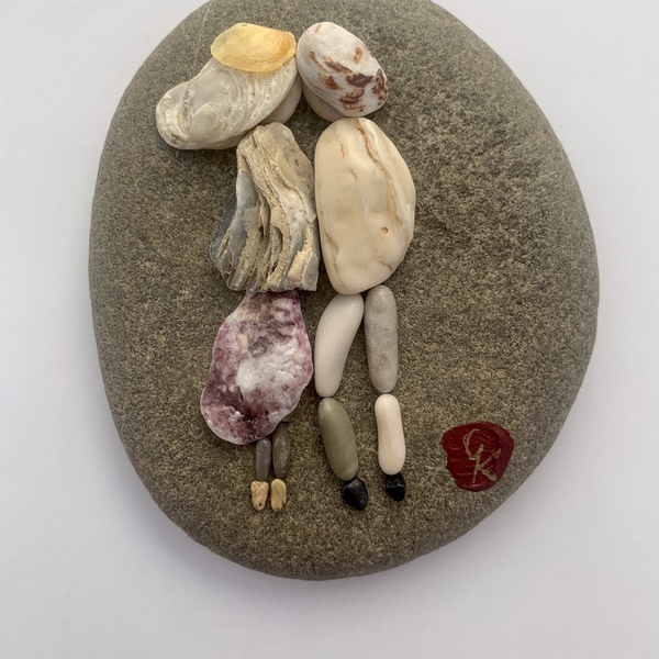 Ζευγάρι σε γκρίζα πέτρα - πέτρα, κοχύλι, διακοσμητικές πέτρες