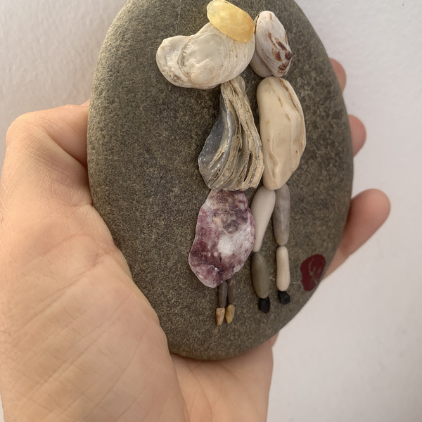 Ζευγάρι σε γκρίζα πέτρα - πέτρα, κοχύλι, διακοσμητικές πέτρες - 2