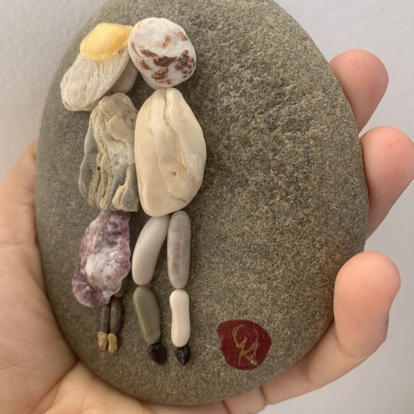 Ζευγάρι σε γκρίζα πέτρα - πέτρα, κοχύλι, διακοσμητικές πέτρες - 3