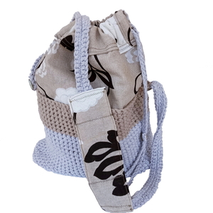 Χειροποίητη τσάντα πλεγμένη με βελονάκι με επένδυση ύφασμα - ύφασμα, ώμου, πουγκί, χιαστί, πλεκτές τσάντες
