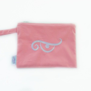 Γυναικεία τσάντα χειρός 22x28 εκ ροζ με κέντημα μάτι λευκό - ύφασμα, φάκελοι, all day, χειρός, μικρές