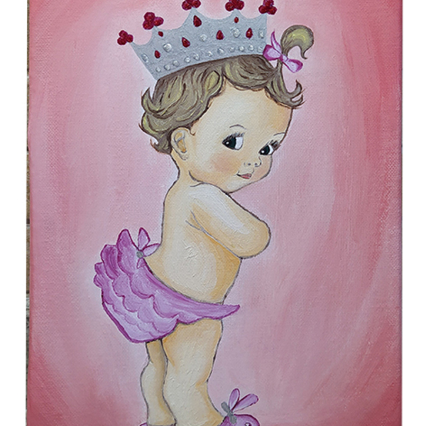 Πινακας ζωγραφικής πριγκίπισσα για το παιδικό 20X30cm - κορίτσι, πριγκίπισσα, ζωάκια, παιδικοί πίνακες