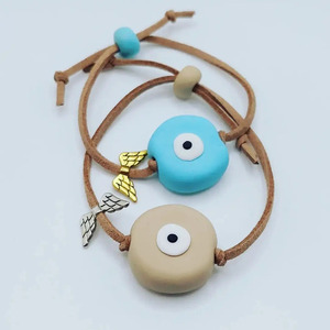Eye bracelets - δέρμα, πηλός, μακραμέ, χεριού, αυξομειούμενα