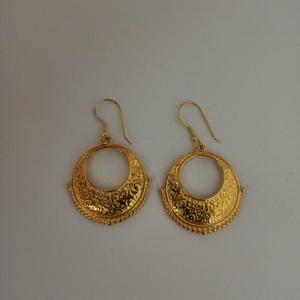 Χρυσά σκουλαρίκια boho ethnic - επιχρυσωμένα, ασήμι 925, boho, κρεμαστά, γάντζος