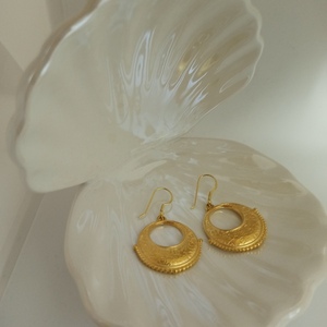 Χρυσά σκουλαρίκια boho ethnic - επιχρυσωμένα, ασήμι 925, boho, κρεμαστά, γάντζος - 2