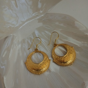 Χρυσά σκουλαρίκια boho ethnic - επιχρυσωμένα, ασήμι 925, boho, κρεμαστά, γάντζος - 3