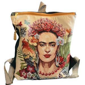 Τσαντα πλατης χειροποιητο backpack απο ύφασμα με την Frida - ύφασμα, πλάτης, σακίδια πλάτης, μεγάλες, all day
