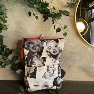 Γυναικεια τσαντα πλατης χειροποιητο backpack απο ύφασμα με μοτίβο τη Marilyn Monroe - ύφασμα, πλάτης, σακίδια πλάτης, all day, γιορτή της μητέρας - 4