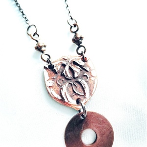 "the foliated necklace" Handmade carved bronze zamak pendant (60cm total height) - χαλκός, πηλός, μακριά, μενταγιόν - 3