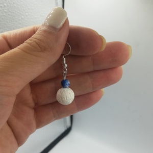 Σκουλαρίκια με λάβα και αχάτη μπλε - ημιπολύτιμες πέτρες, απαραίτητα καλοκαιρινά αξεσουάρ, boho, κρεμαστά - 3