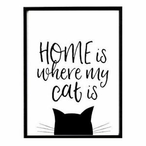 Κάδρο " για αυτούς που αγαπούν τις γάτες ¨ με μαύρη κορνίζα (31 χ 22 εκ. ) - πίνακες & κάδρα, γατούλα, ζωάκια