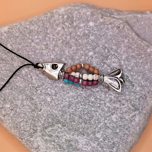 Κρεμαστό ψαράκι με χαολίτες σε καλοκαιρινά χρώματα - ημιπολύτιμες πέτρες, ψάρι, μακριά, μεγάλα - 2