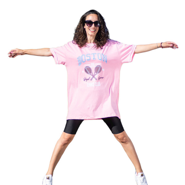 ροζ φαδρυά κοντομανικη μπλούζα με τύπωμα - 2