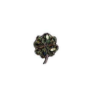Καρφίτσα Τετράφυλλο σε πράσινο χρώμα - χειροποίητα, χάντρες, δώρο γεννεθλίων