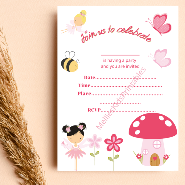 Fairy party invitation english, digital product for printing at home, 5*7inches,  2,5*3,5 inches. - κάρτες, προσκλητήρια - 2