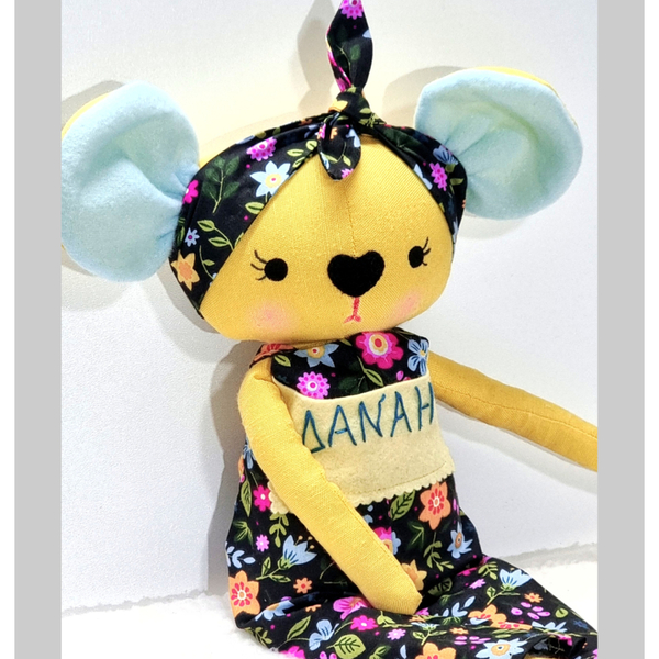 Κούκλα memory pal με όνομα, 50 εκατοστά, ποντικάκι κοριτσάκι - λούτρινα, personalised, βρεφικά, δώρο γέννησης, κούκλες - 2