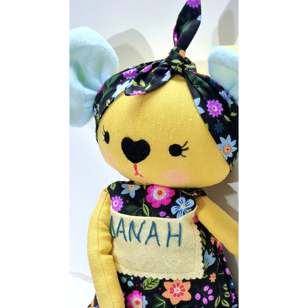 Κούκλα memory pal με όνομα, 50 εκατοστά, ποντικάκι κοριτσάκι - λούτρινα, personalised, βρεφικά, δώρο γέννησης, κούκλες - 4